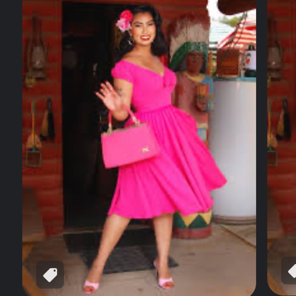 Pinup couture hot pink Natalie dress - Picture 3 of 6
